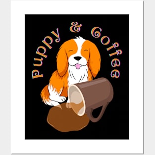 Puppy & Coffee T-Shirt mug coffee mug apparel hoodie sticker gift Posters and Art